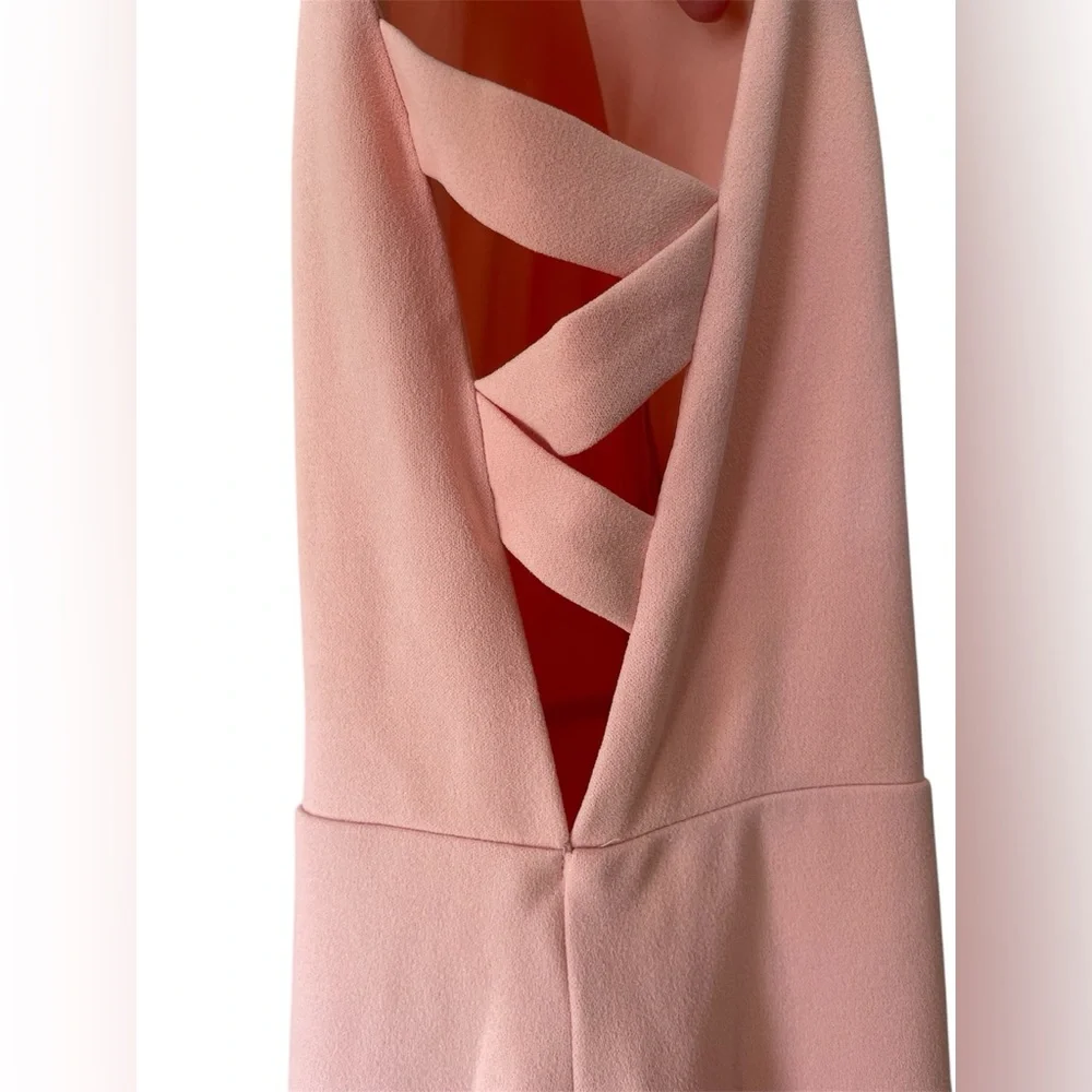 Lulus Light Pink Mock Neck Cutout Maxi Side Slit Mermaid Dress size XL X-Large - Picture 5 of 14